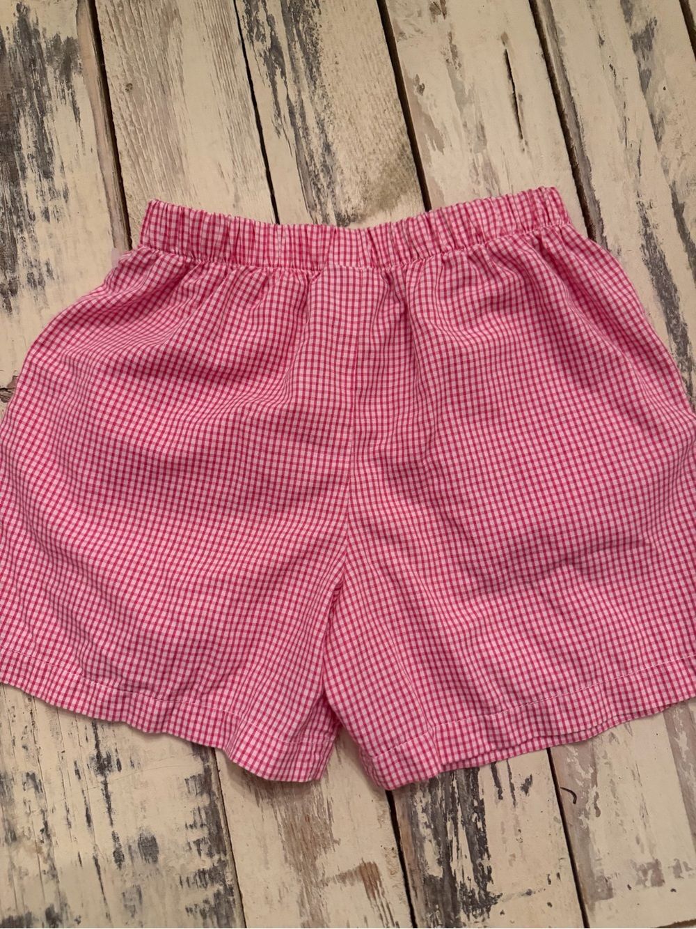Vive la fete Raspberry Mini Check Girls Short With Ruffle Pockets - Picture 3 of 4